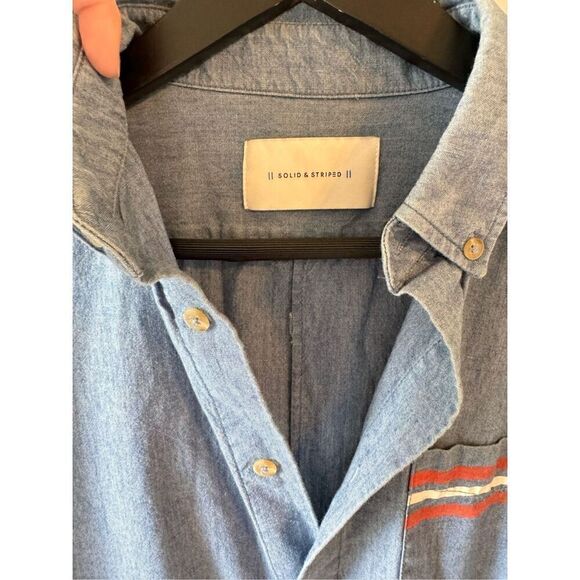 Solid & Striped Oversized Chambray Button Down Shirt Women’s Small - Picture 2 of 9